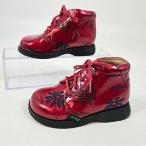 Aster Red Floral Leather Boots Girls 25 / 8.5